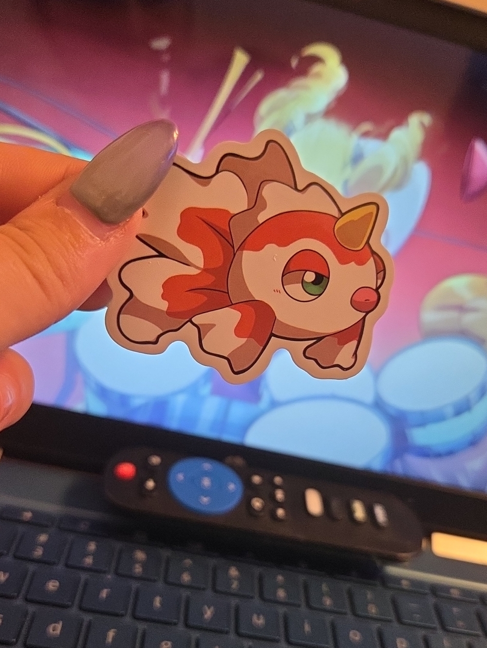 Pokemon Orange and White Gold-Accented Fish Sticker